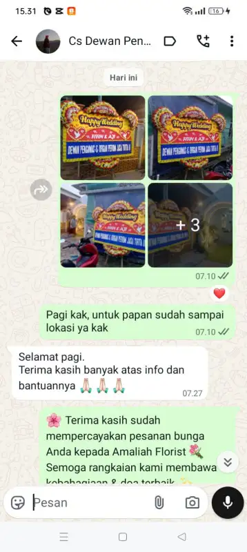 Testimonial papan bunga TANGERANG SELATAN